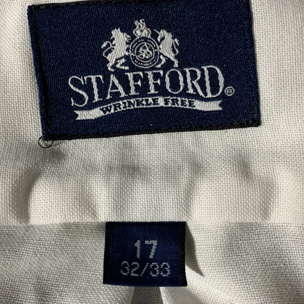 Men’s Stafford white, button up dress shirt.  Size 17. 32/33. - Picture 2 of 6
